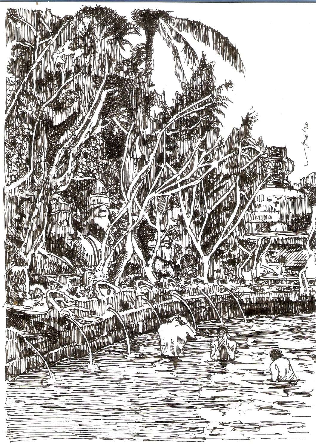 Pigma Sketch 2020: Drawing of nature and the people inside the water (Giải 3)